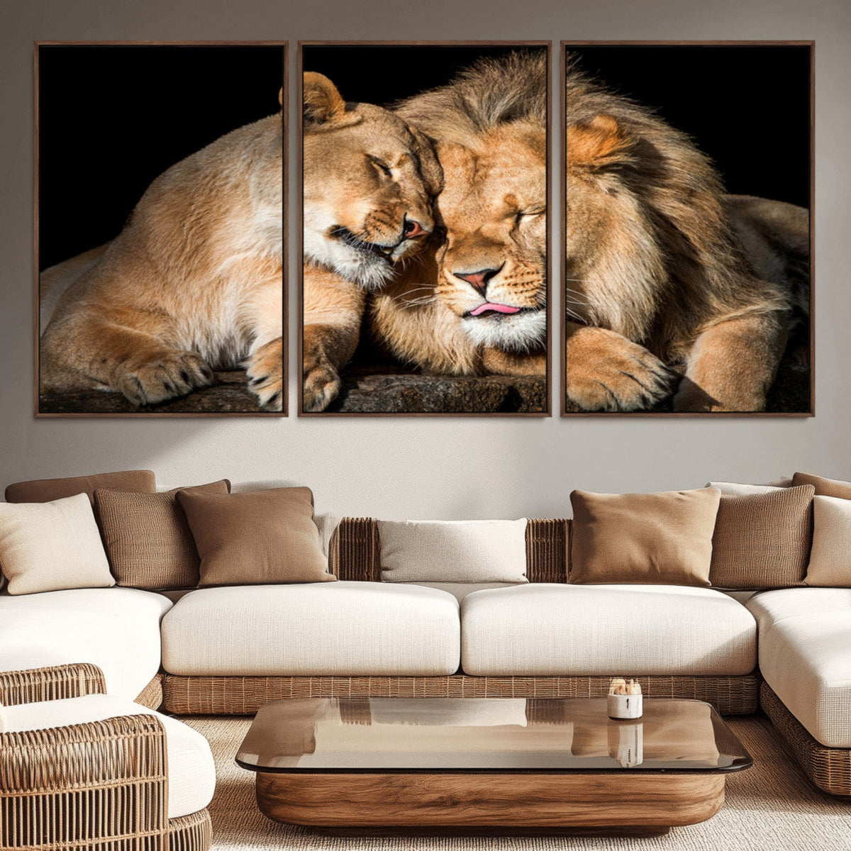 Lion and Lioness Wall Art Canvas Print | African Wildlife Animal Art