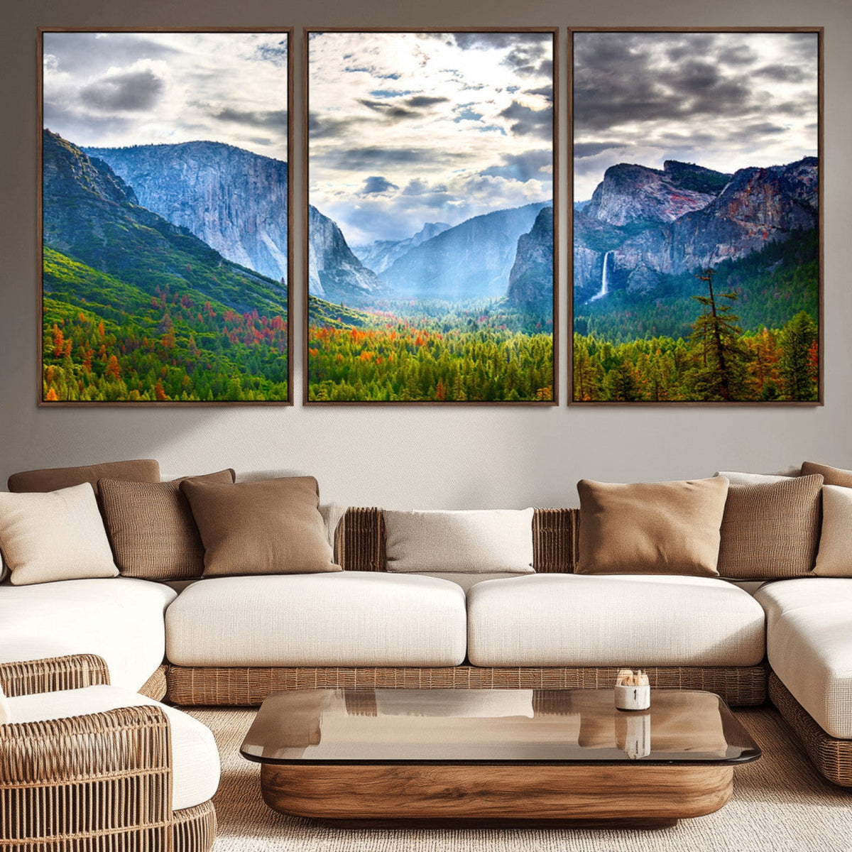 Yosemite Park Half Dome 3 Panel Canvas Print | Large Giclée Landscape Wall Art