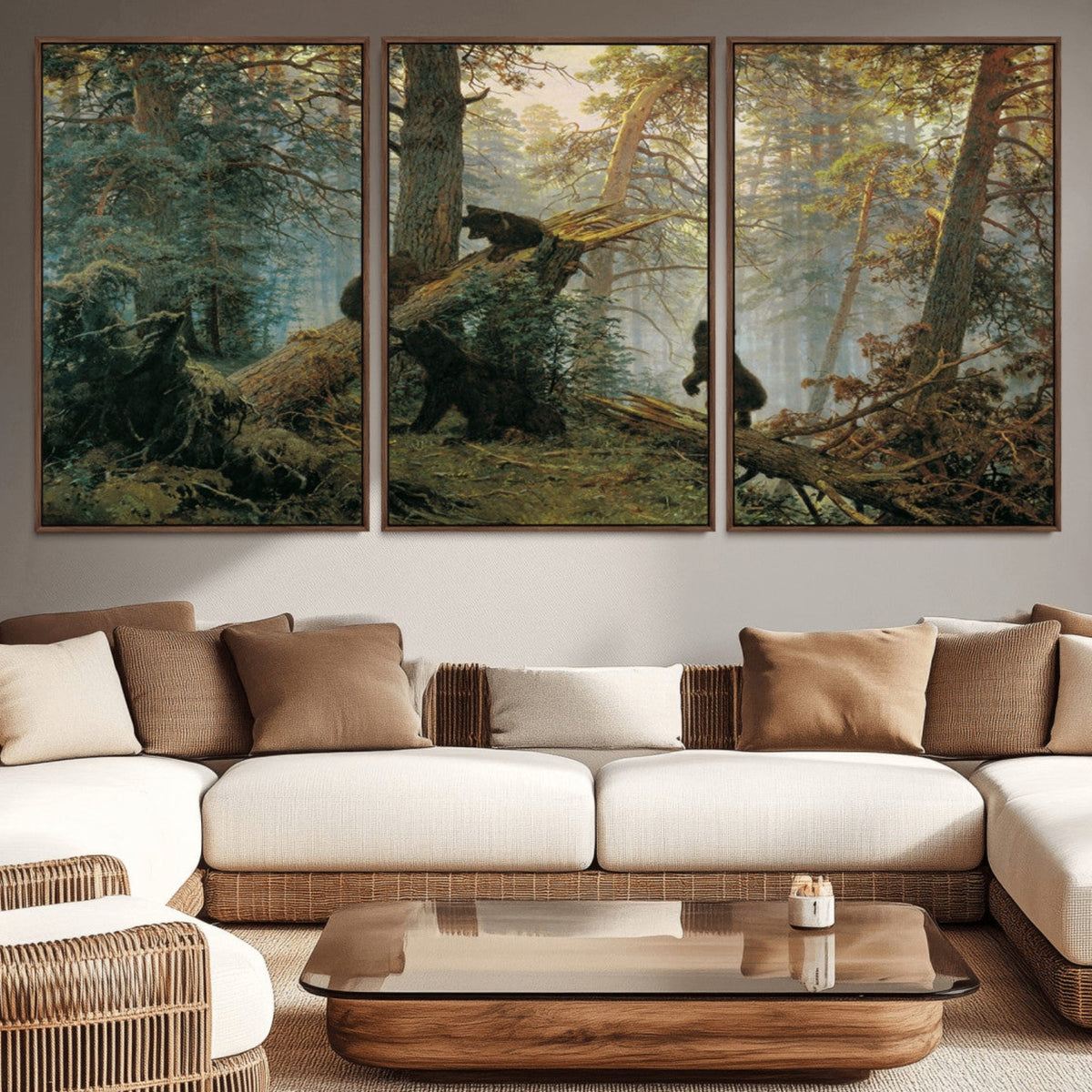 Baby Bears in Forest Wall Art Canvas Print