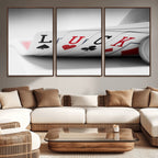 Framed Lucky Poker Cards Canvas | Modern Triptych Wall Art for Game Rooms