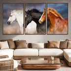 Animal Wall Art Three Horses Farmhouse Art Canvas Print