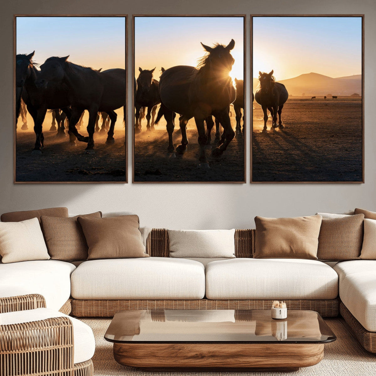 Horse Herd Wall Art Animal Canvas Print