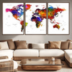 World Map Canvas Print | Detailed Map of the World Wall Art