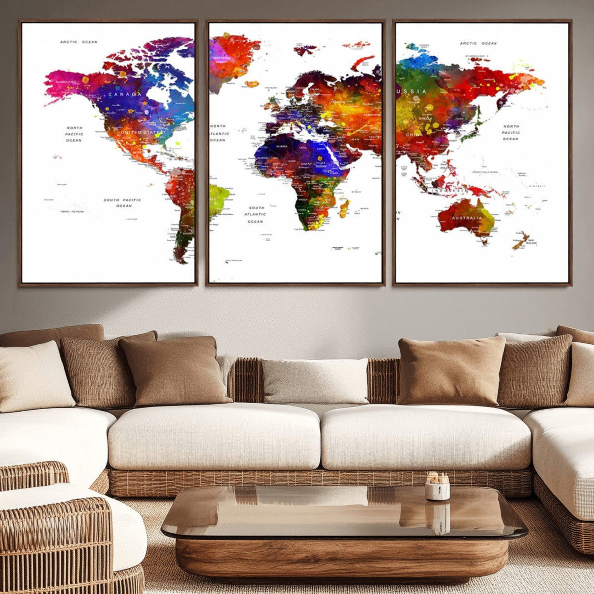 World Map Canvas Print | Detailed Map of the World Wall Art