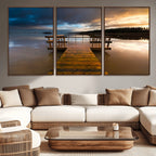 Serene Lake Pier at Sunset Canvas Print | Landscape Wall Art | Ready to Hang