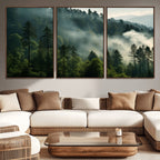 Misty Forest Wall Art Premium Canvas Print, Foggy and Serene Atmosphere