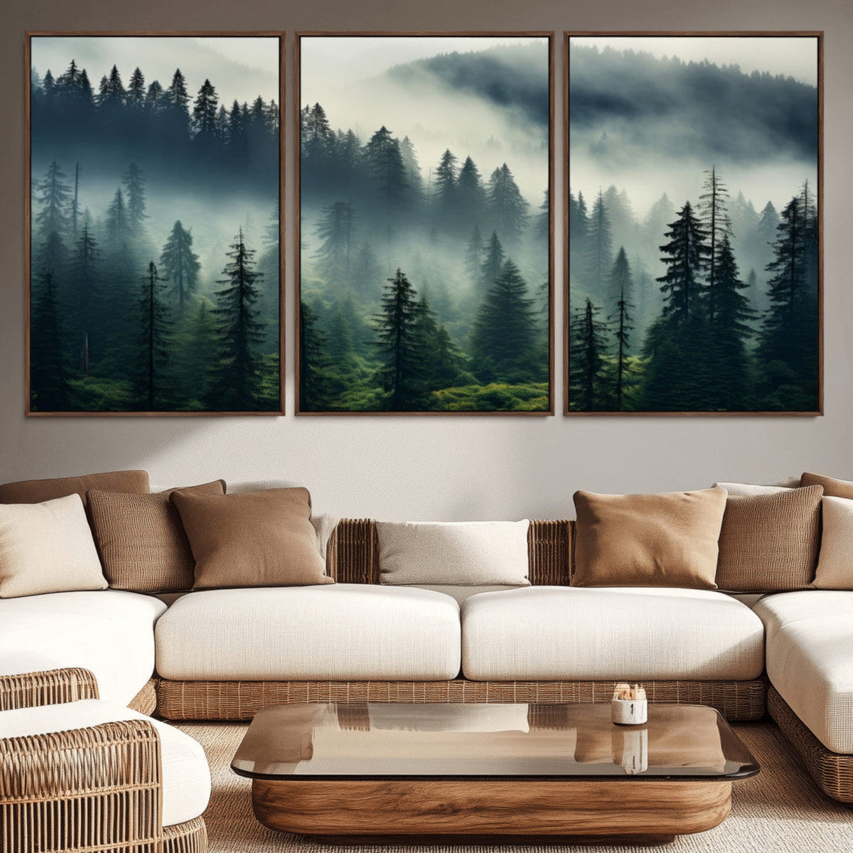 Captivating Misty Forest Wall Art, Foggy and Serene Atmosphere Canvas Print