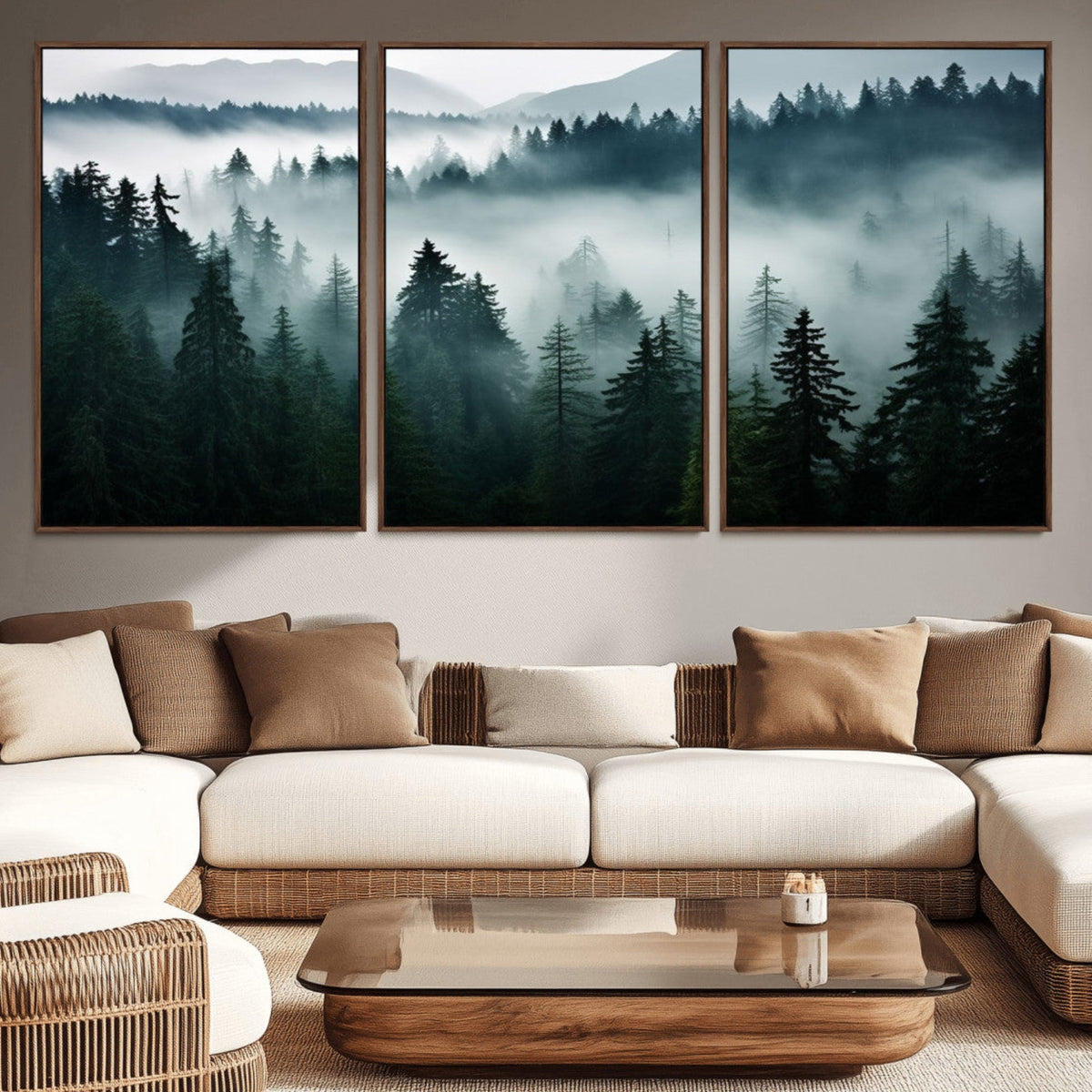 Captivating Misty Forest Wall Art Canvas, Premium Canvas Print of a Foggy and Serene Atmosphere