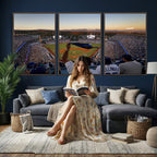Dodger Stadium Sunset Game Triple Canvas Wall Art, Los Angeles Dodgers MLB Match