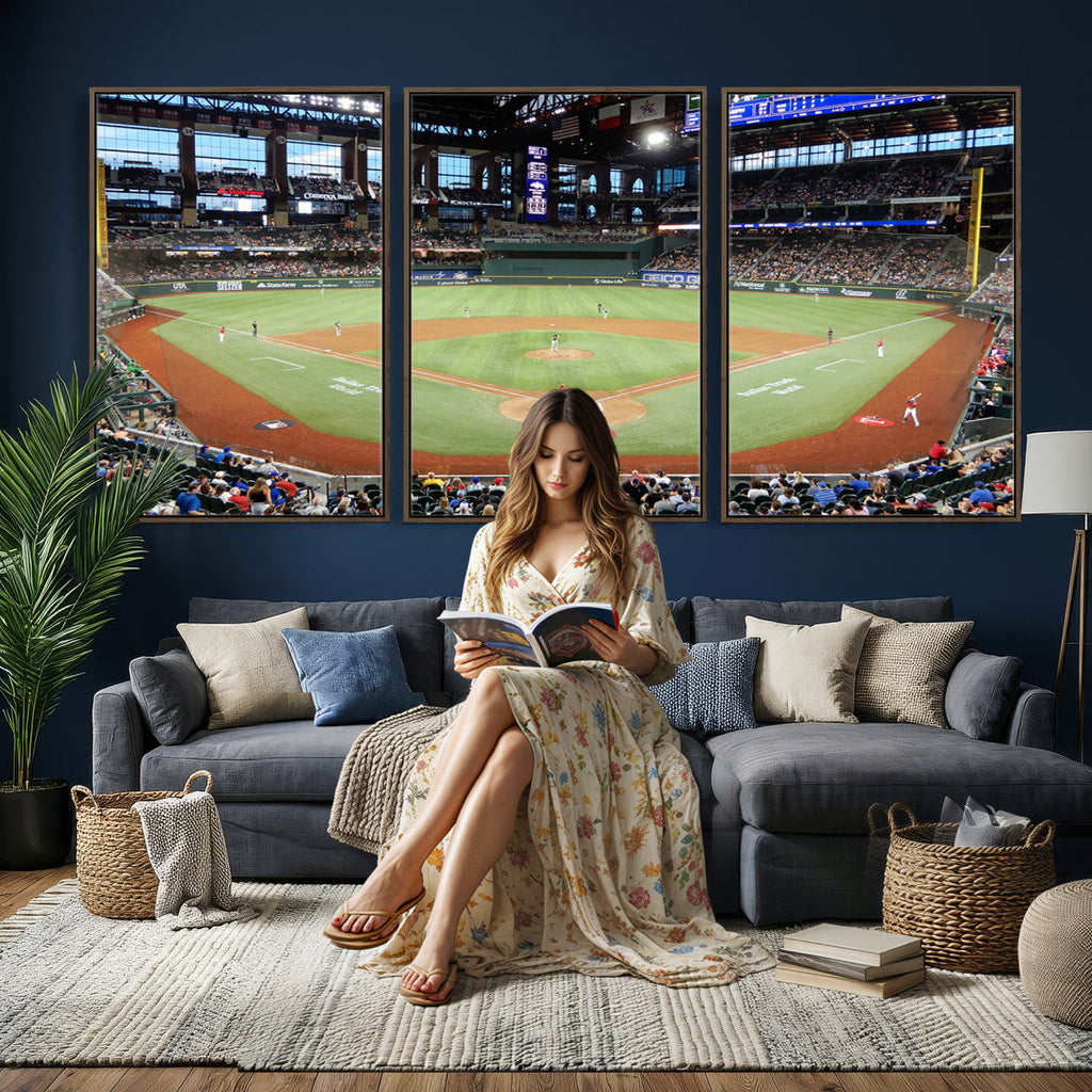 Texas Rangers Baseball Team Print, Arlington Globe Life Field Stadium Wall Art