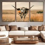 Texas Cow Wall Art Canvas Print for Farm House Wall Decor
