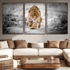 Jaguar Wall Art Canvas Print, Majestic Big Cat in Focused Pursuit
