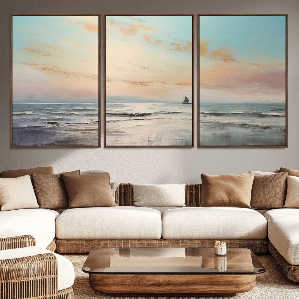Abstract Ocean Wall Art, Boat Wall Art Canvas Print