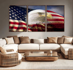 American Flag Eagle Symbol Wall Art Canvas Print, Patriotic American Flag Eagle Wall Art