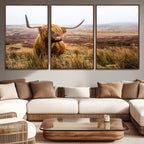 Scottish Highland Cow Canvas Wall Art, Rustic Farmhouse Decor