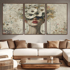 Abstract Floral Women Pastel Wall Art Canvas Print