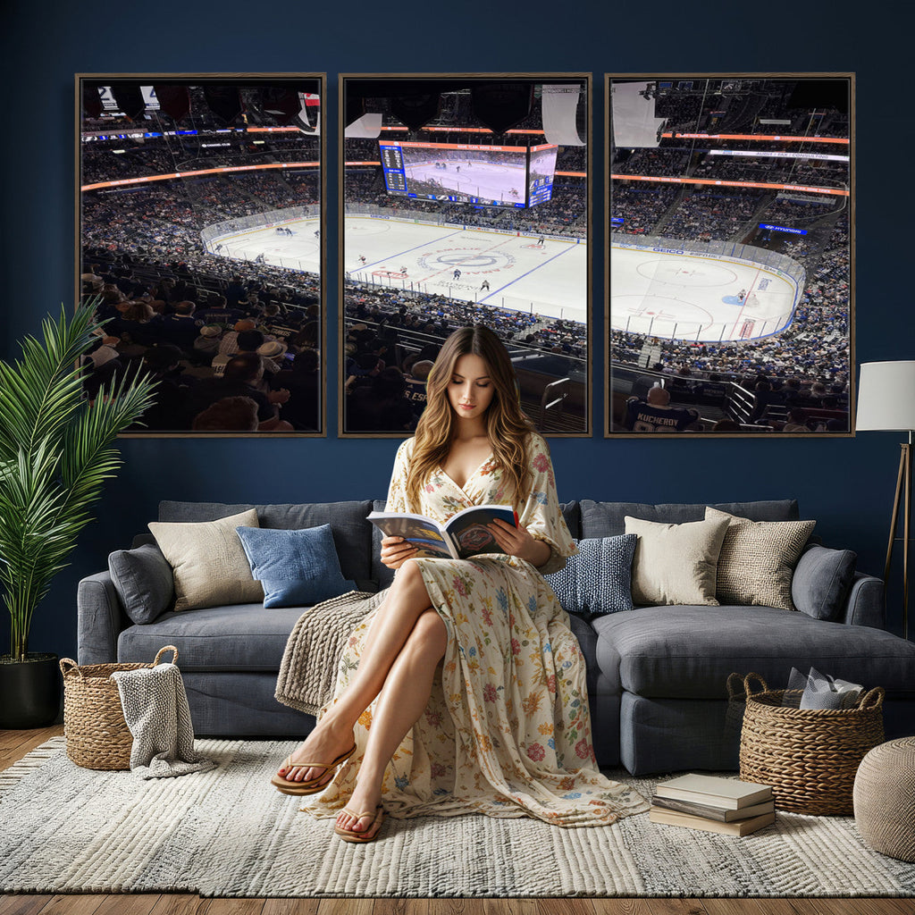 Amalie Arena Florida Wall Art Canvas Print, NHL Hockey, Framed and Ready to Hang