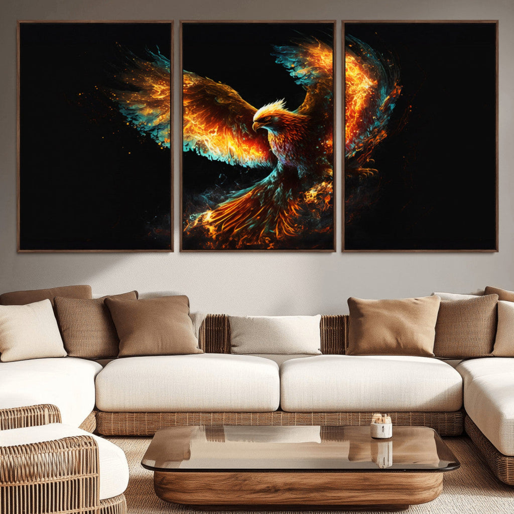 Fiery Phoenix Canvas Print | Ready to Hang Wall Art | Bold Fantasy Decor