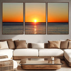 Golden Horizon Sunset Over Ocean Wall Art Canvas Print | Tropical Beach Canvas