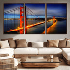 Large Wall Art San Francisco Canvas Print - Wonderful Golden Gate Bridge at Twilight