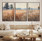 Golden Fields Canvas Wall Art Print | Serene Minimalist Landscape for Modern Decor