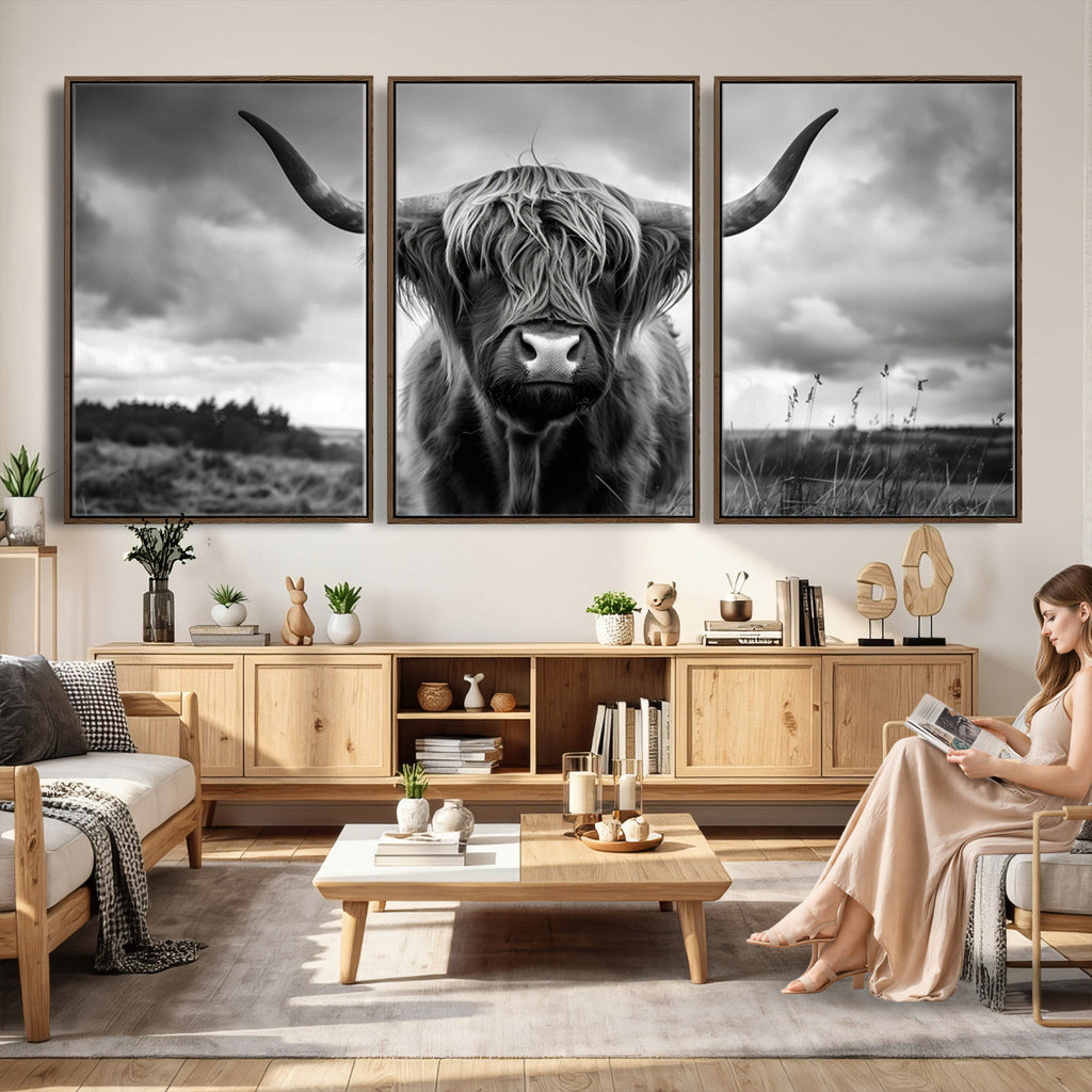 Scottish Cow Wall Art Canvas Print, Longhorn Wall Art