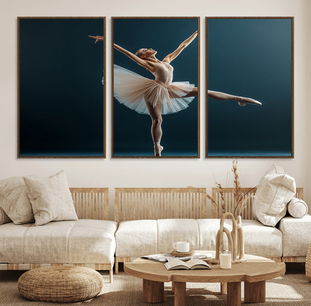 Ballet Dancer Wall Art | Framed Graceful Pose Canvas