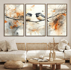 Beautiful Birds Wall Art | Framed Watercolor Branch Canvas