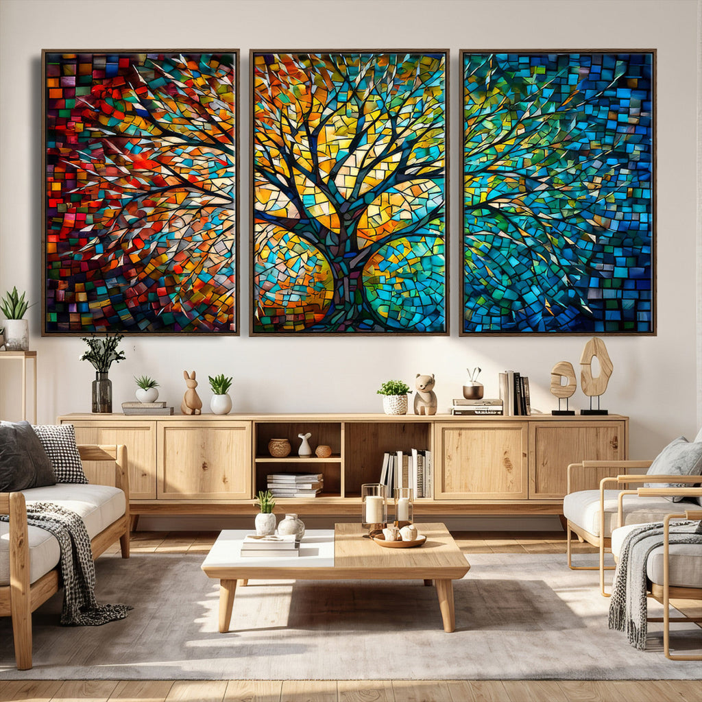 Yggdrasil Tree of Life Wall Art Print | Mosaic Style Canvas Wall Art