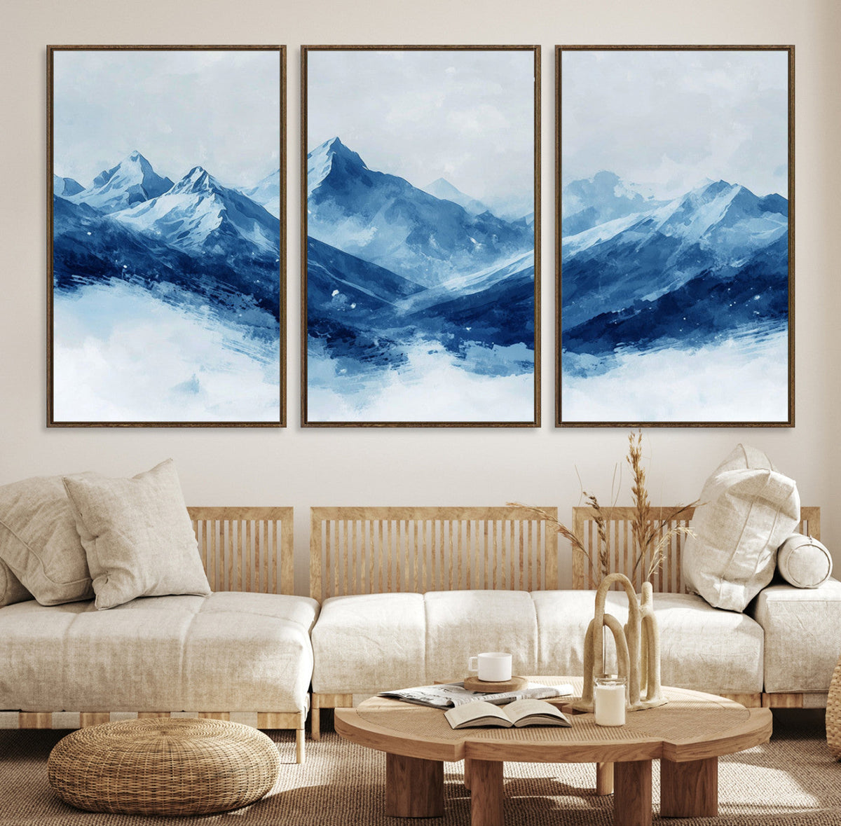 Blue Mountains Wall Art | Framed Snowy Range Canvas Artwork
