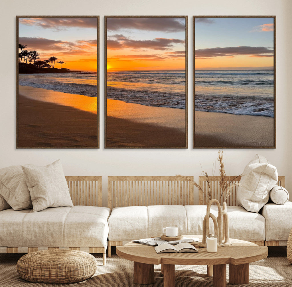 Sunset Wall Art Print - Stunning Beach Sunset Canvas Artwork