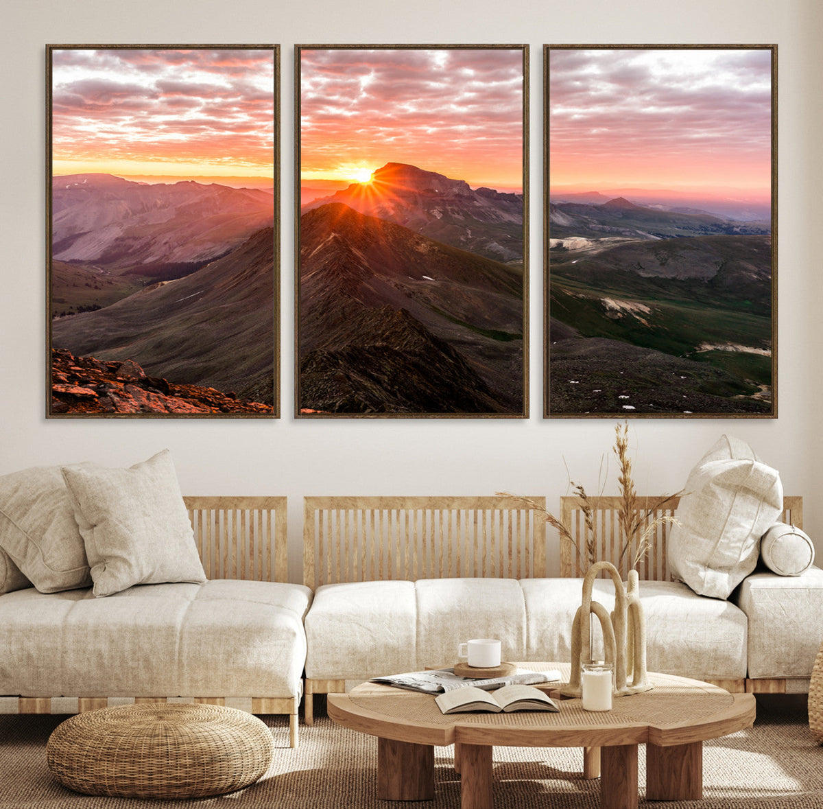 Mountain Sunrise Wall Art Canvas Print | Alpine Ridge Morning Light