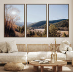 Rustic Landscape Wall Art Canvas Print, Serene Valley Scene