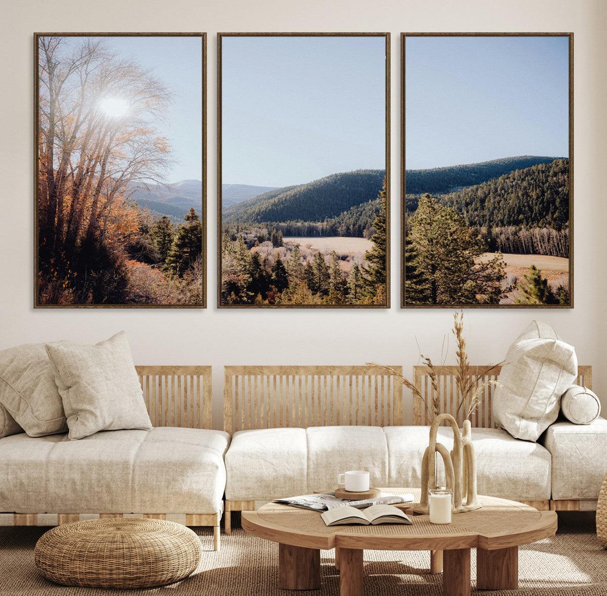 Rustic Landscape Wall Art Canvas Print, Serene Valley Scene