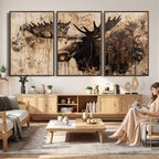 Moose Canvas Wall Art, Rustic Wildlife Painting Print