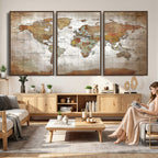 Vibrant Watercolor World Map Canvas Wall Art | Framed Travel Map