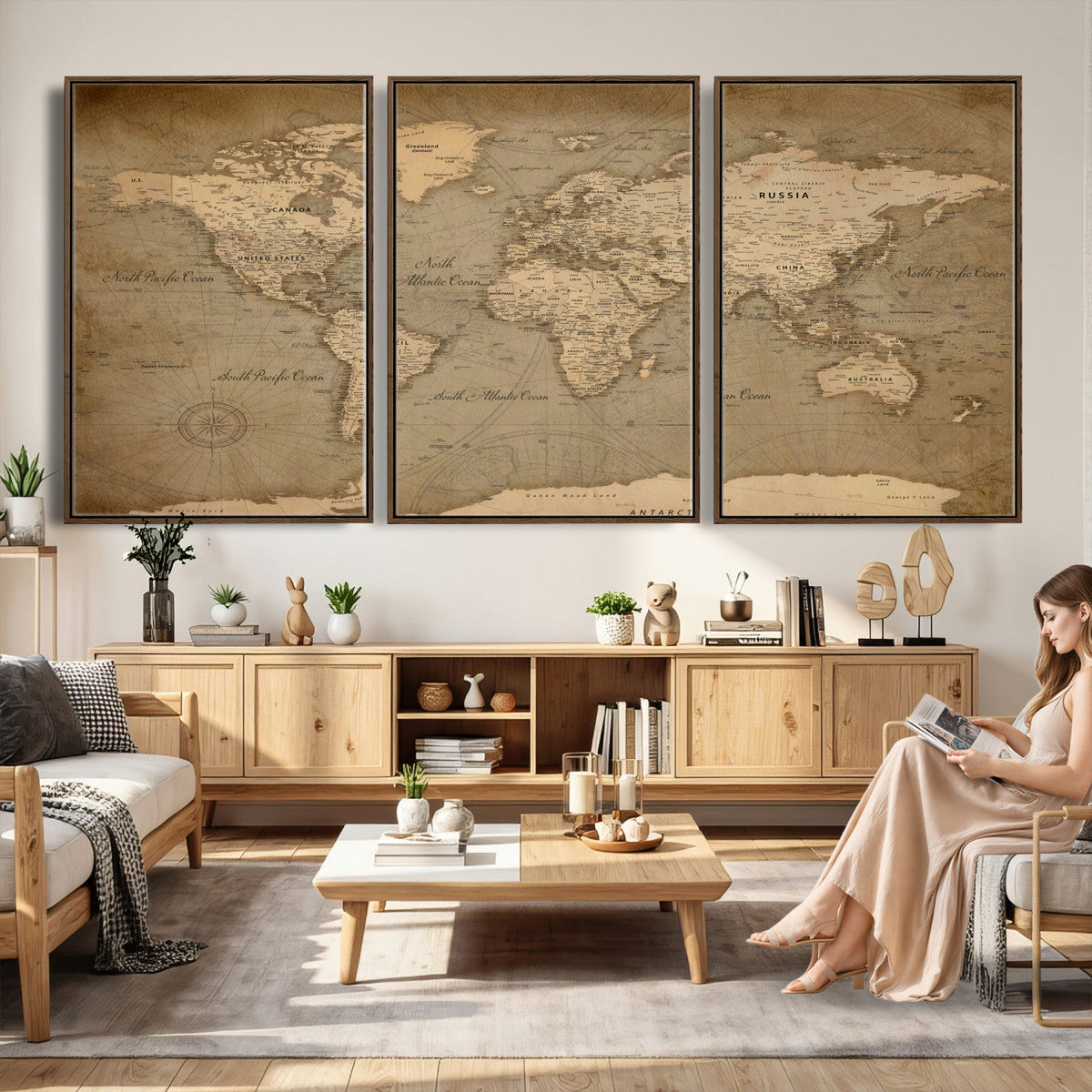 Dark World Map Canvas Print | Framed Travel Map Wall Art