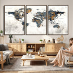 World Map Wall Art Canvas Print for Office Wall Decor