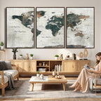 World Map Canvas Print | Framed Travel Map Wall Art for Couples