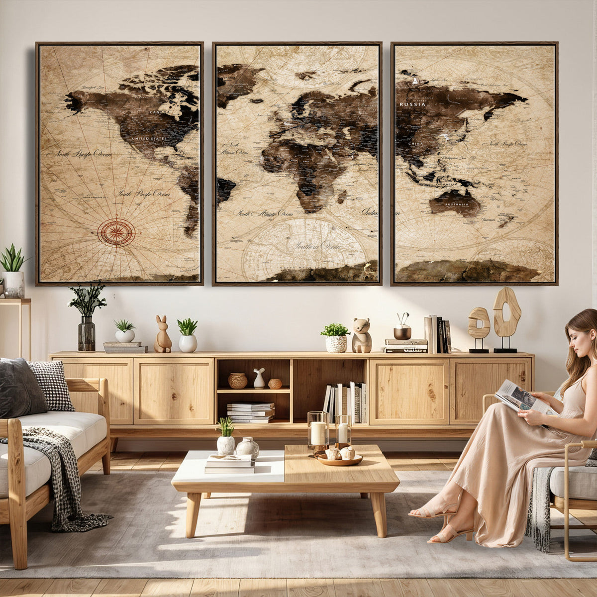 World Map Wall Art Canvas Print