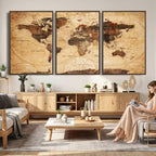 Modern Red and Gray World Map Canvas Print | Framed Wall Art