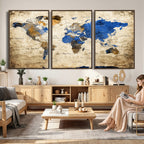 World Map Canvas Print | Colorful Abstract Travel Map, Framed Wall Art
