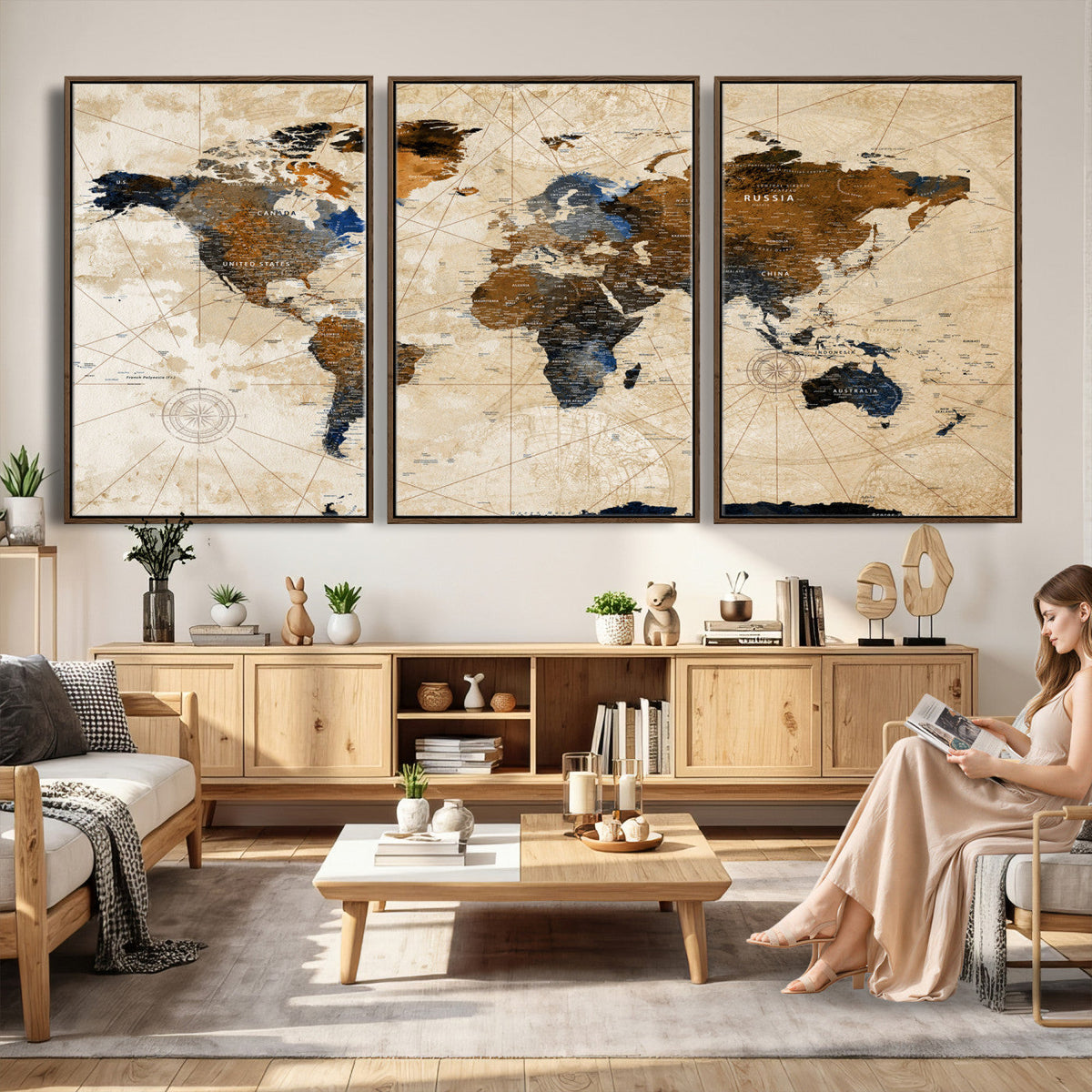 World Map Canvas Art Print | Framed Travel Map Wall Art