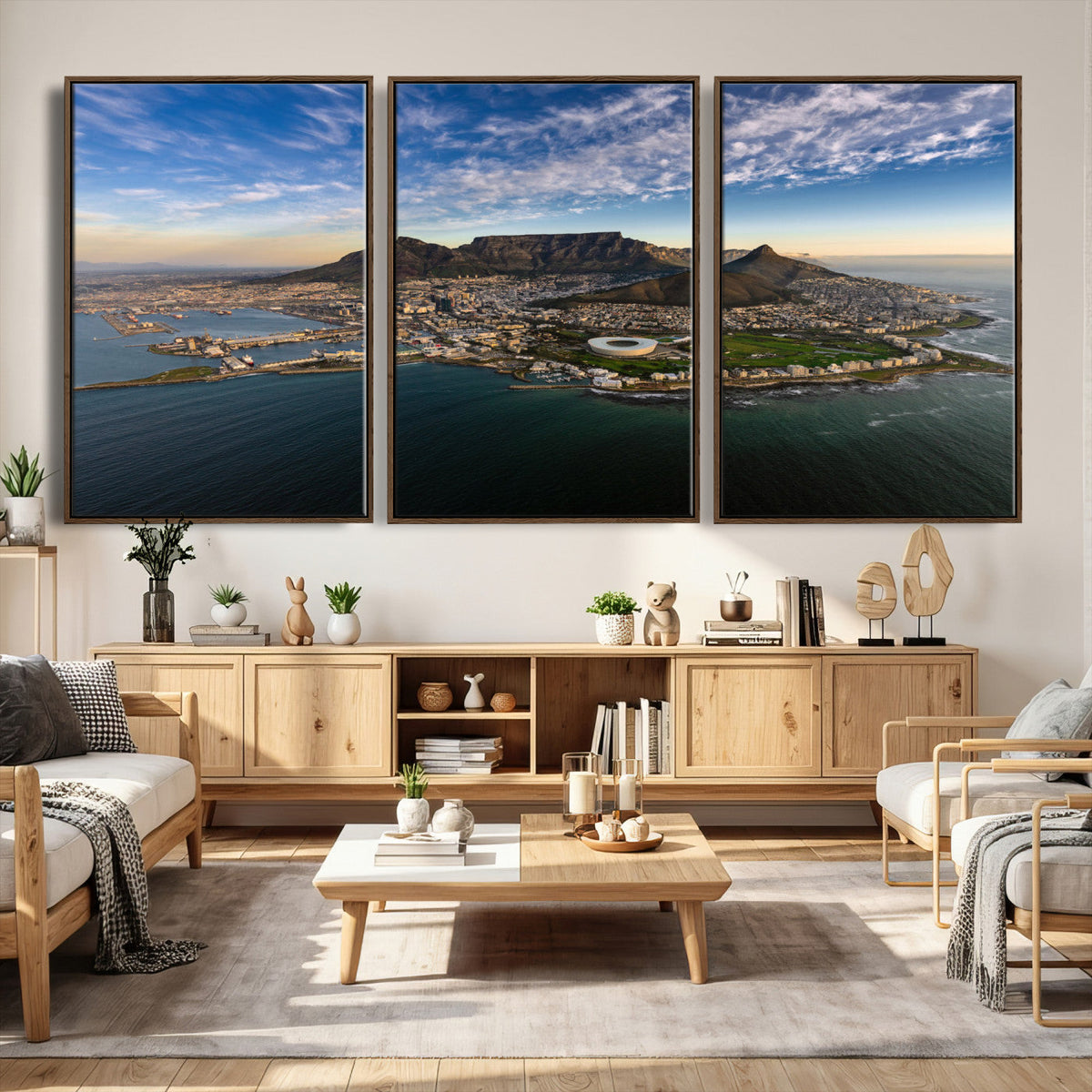 Cape Town Wall Art Canvas Print | Table Mountain Coastal Skyline Panorama