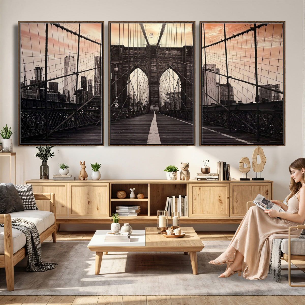 Brooklyn Bridge Canvas Wall Art, New York City Skyline Photography