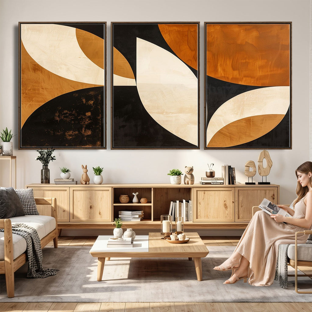 Geometric Abstract Wall Art Canvas Print, Mid Century Modern Wall Art