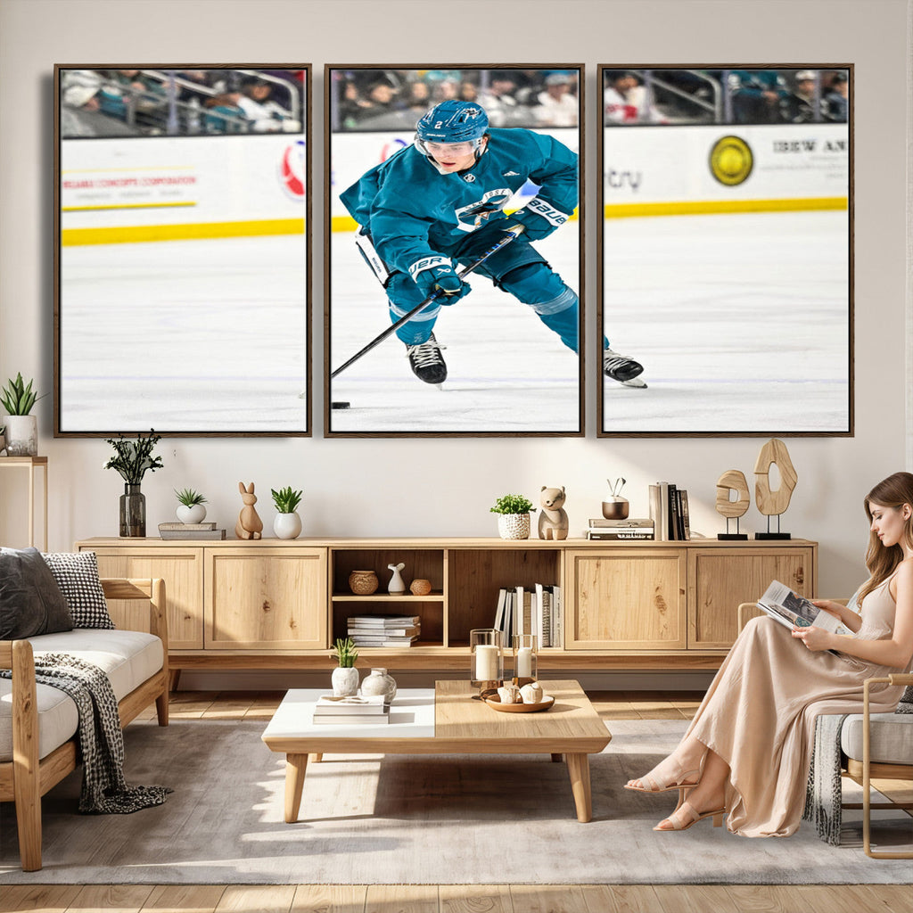 San Jose Sharks Ice Hockey Player Wall Art Canvas Print
