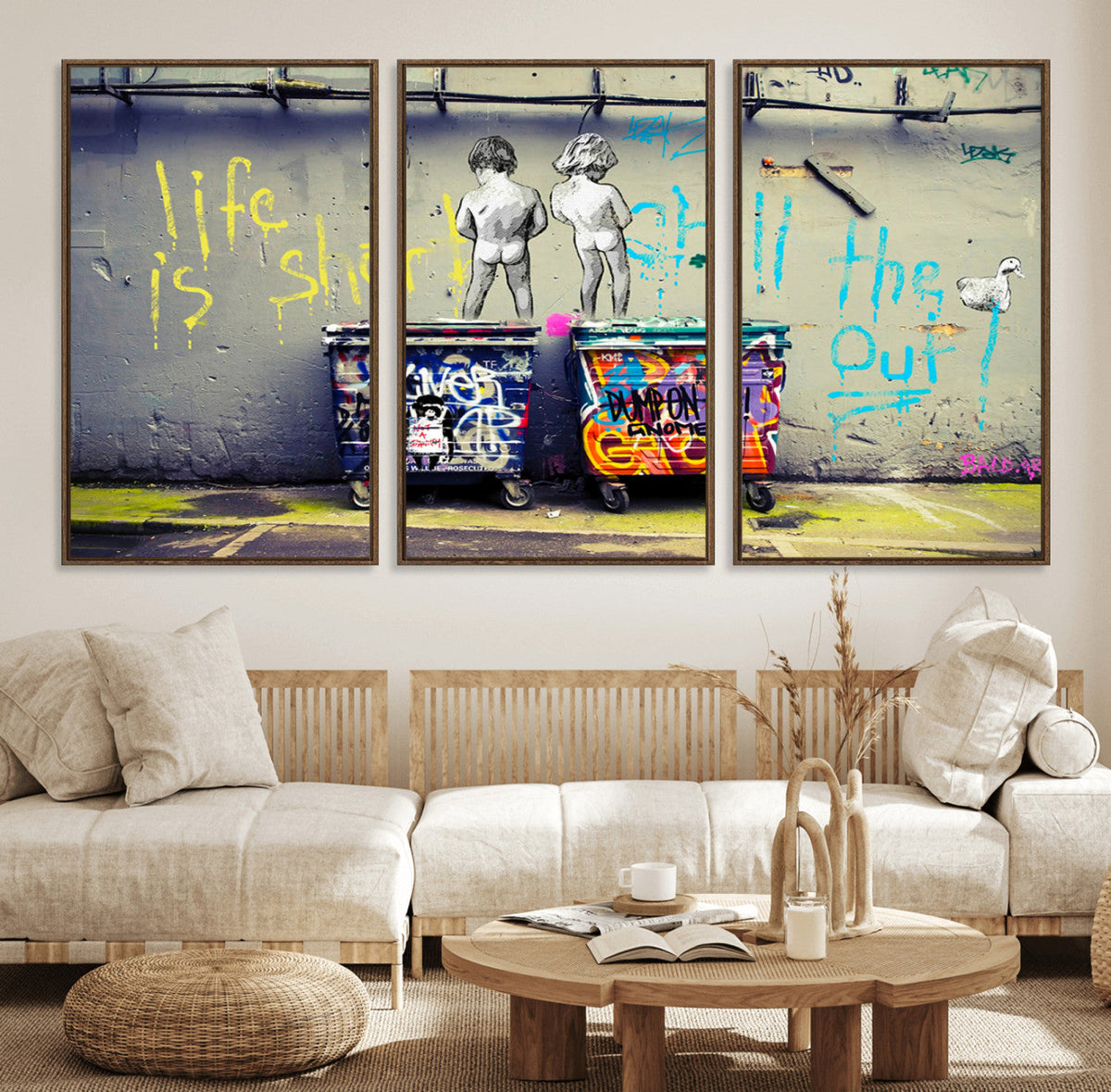 Banksy Life is Short Wall Art, Iconic Graffiti Street Art Canvas Print