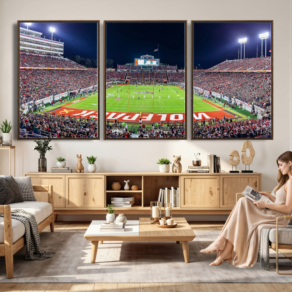 Wolfpack Football Team Print, Raleigh Carter-Finley Stadium