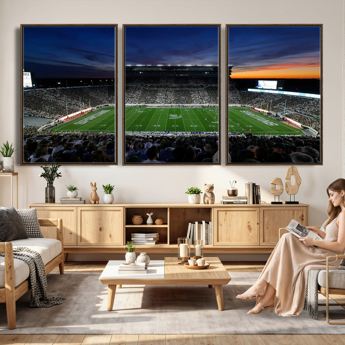 Michigan State Spartans Football Team Print, East Lansing, Home Bar Wall Decor